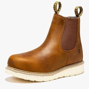 Steel Toe Slip On Work Boots Chelsea Brown Leather Boots size 11.5 wide It#P15